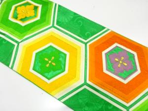 アンティーク　花亀甲模様織り出し袋帯（材料）